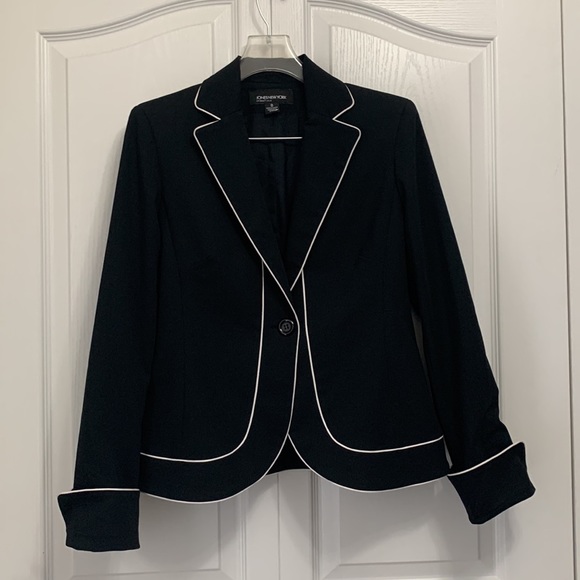 JonesNewYork black Blazer with white piping accent - Picture 5 of 5